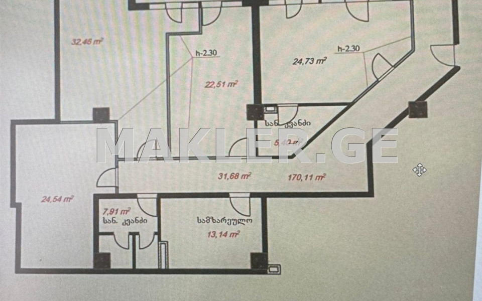  იყიდება 170 m² ფართობის ოფისი საბურთალოზე  აფაქიძის ქუჩაზე 