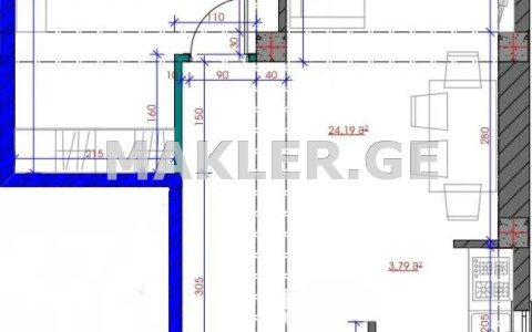  ქირავდება 2 ოთახიანი  ბინა ვერაზე  ჭოველიძის ქუჩაზე 