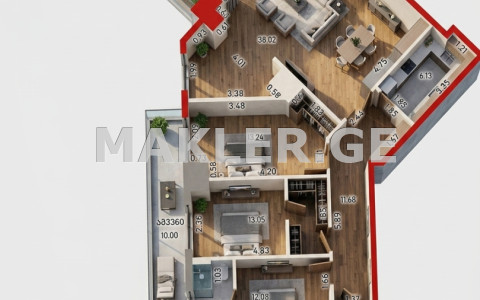  For Sale Under construction Apartment in Vake dist.  in Kipshidze st. 