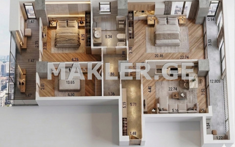  For Sale Under construction Apartment in Vake dist.  in Kipshidze st. 