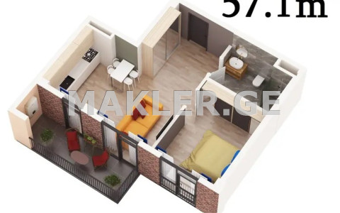  Satılık 2   Daire in Saburtalo dist.  on S. Zaldastanishvili St. 