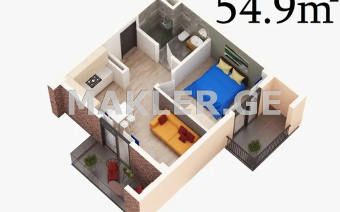  Satılık 2   Daire in Saburtalo dist.  on S. Zaldastanishvili St. 