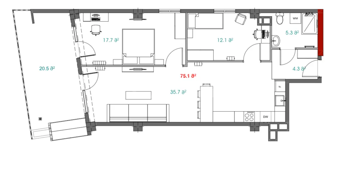 For Sale 3 room  Apartment in Didi digomi dist.