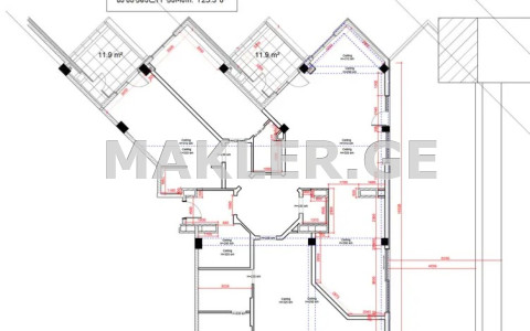  იყიდება 4 ოთახიანი  ბინა ვაკეში  ი. ჭავჭავაძის გამზ. 