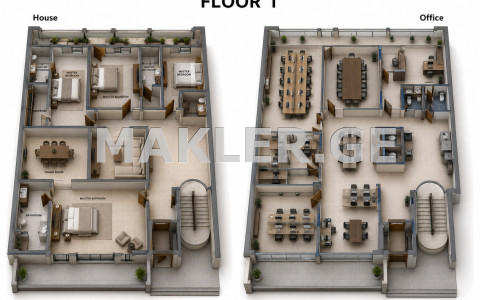  Satılık 1441 m²  Villa in Vake dist.  in T.Tabidze st. 