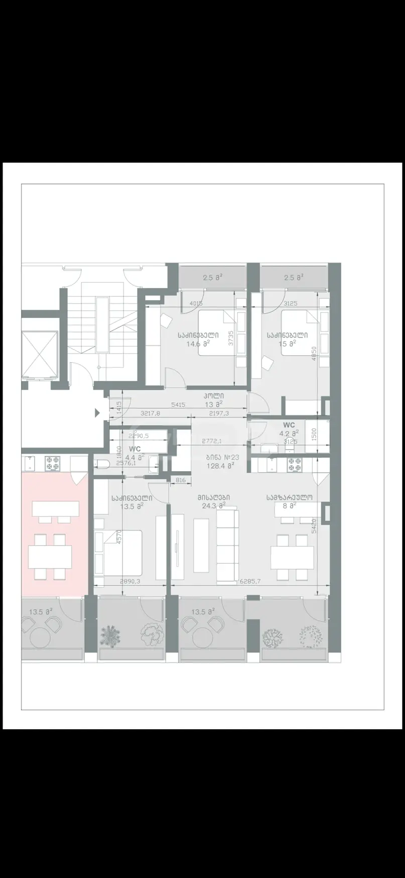  Satılık 4   Daire in Vake dist.  in Paliashvili st. 