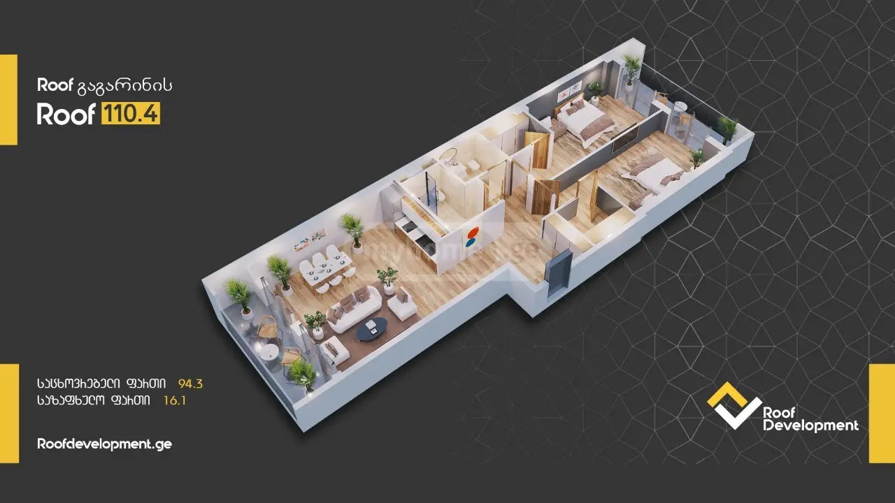  For Sale 4 room  Apartment in Saburtalo dist.  in Gagarini St. 