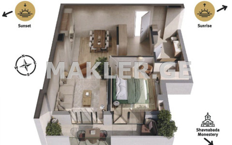  იყიდება 2 ოთახიანი  ბინა კრწანისში