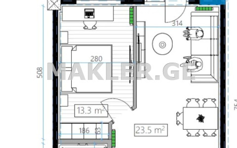  Продается 2 комнатная  Квартира в Сабуртало  на ул. Университетская 