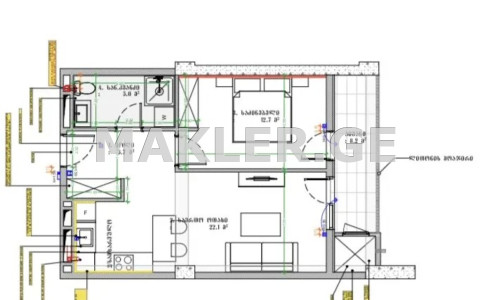  Продается 2 комнатная  Квартира в Сабуртало  на ул. Нуцубидзе 