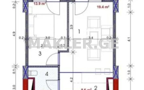  იყიდება 2 ოთახიანი  ბინა ნუცუბიძის პლატოზე