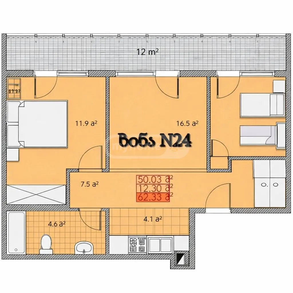  Продается 3 комнатная  Квартира в Сабуртало
