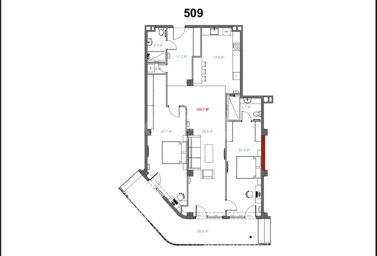  Satılık 3   Daire in Vake dist.  Giorgi Danelia St 