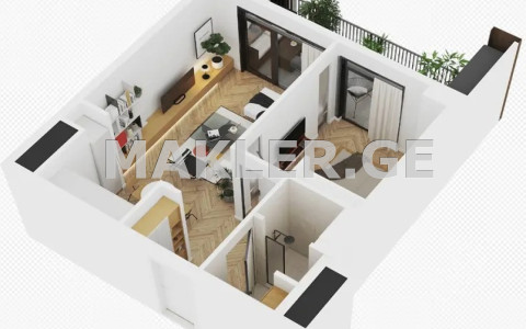  იყიდება 2 ოთახიანი  ბინა საბურთალოზე  ანა პოლიტკოვსკაიას ქუჩაზე 