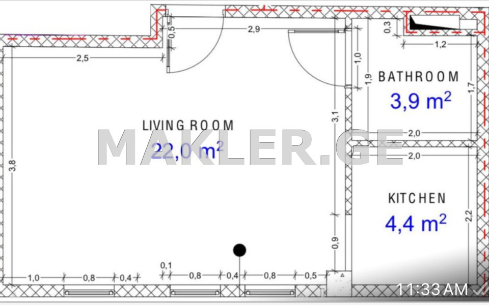  Продается 2 комнатная  Квартира в Чугурети  на ул. Бухаидзе 