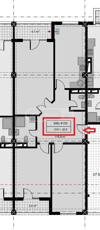  Продается 4 комнатная  Квартира в Сабуртало  на ул. Шартава 