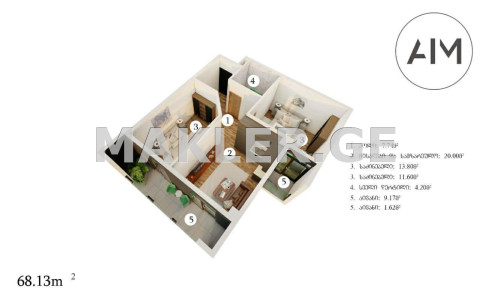  For Sale 3 room  Apartment in Bagebi dist.