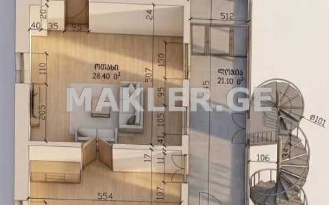  For Sale 2 room  Apartment in Sololaki dist. (Old Tbilisi)  in Leonidze st. 