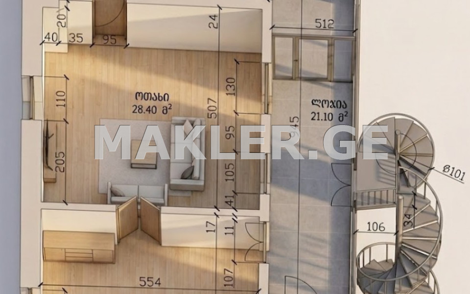  For Sale 2 room  Apartment in Sololaki dist. (Old Tbilisi)  in Leonidze st. 