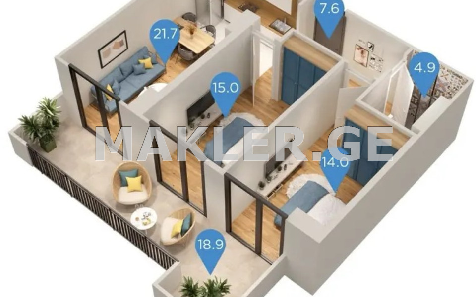 For Sale Under construction Apartment in Isani dist.  in Beri Gabriel Salosi Ave. 