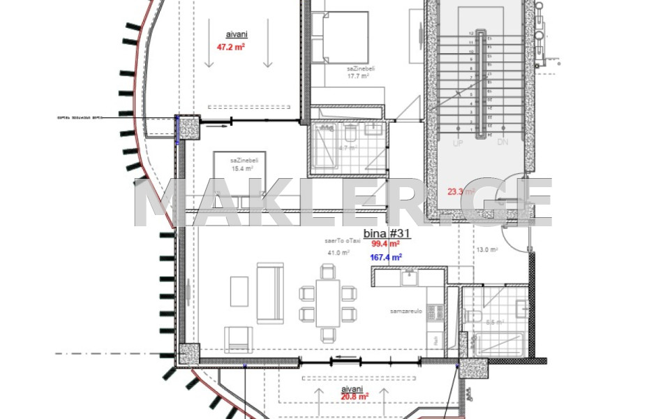  For Sale Under construction Apartment in Vake dist.  in I. Chavchavadze Ave. 