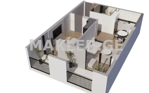  למכירה 2 חֶדֶר  דִירָה in Saburtalo dist.  in Gagarini St. 